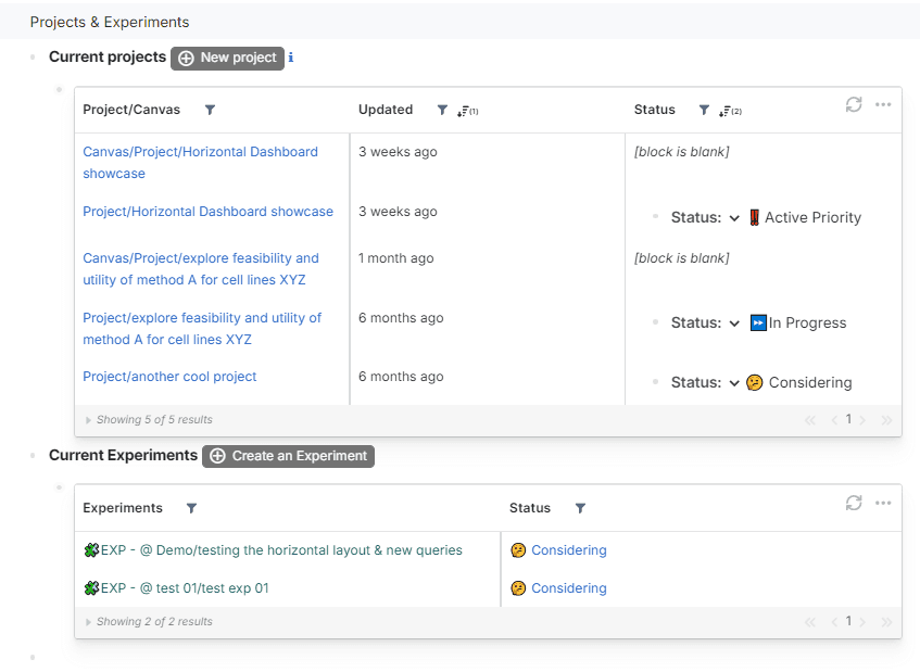 creating a new experiment from our home page