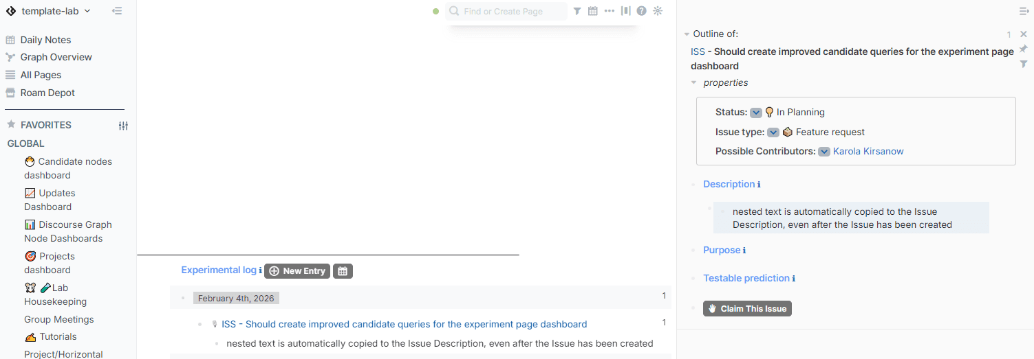 nested text copied into the Issue Description